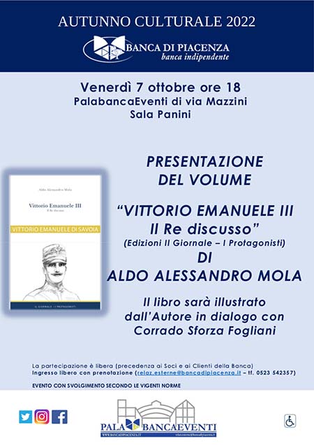 Al PalabancaEventi la presentazione del libro su Vittorio Emanuele III