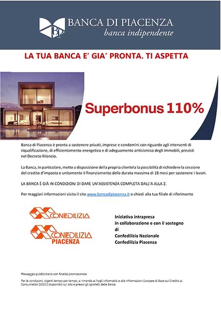 manifesta super bonus banca di Piacenza confedlizia