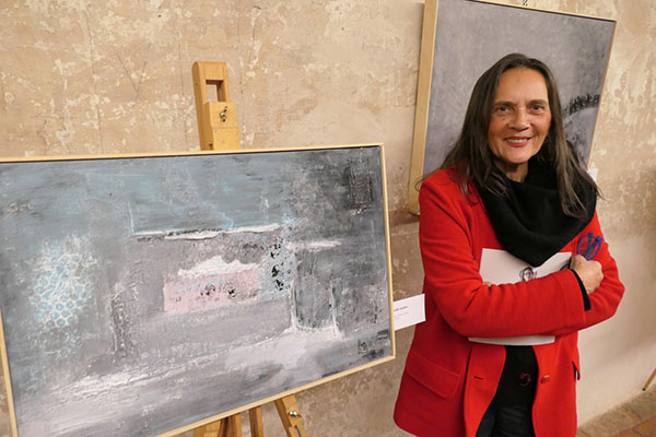 I quadri di Antonella Lenti alla mostra «Trame» di Rivergaro