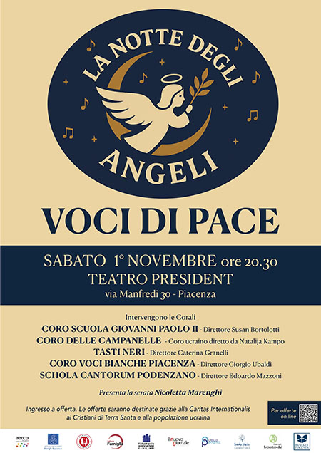 «La notte degli Angeli. Voci di pace»:  il 1° novembre al President  