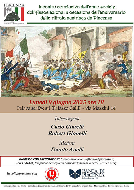 Ritirata austriaca da Piacenza. Se ne parla lunedì al PalabancaEventi
