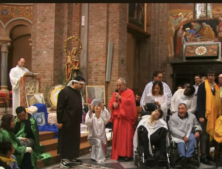 cieco nato rappresentazione del Vangelo alla preghiera con le persone con disabilità a Podenzano